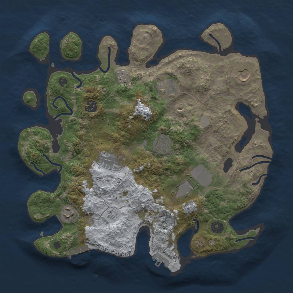 Rust Map: Procedural Map, Size: 3500, Seed: 13423, 16 Monuments