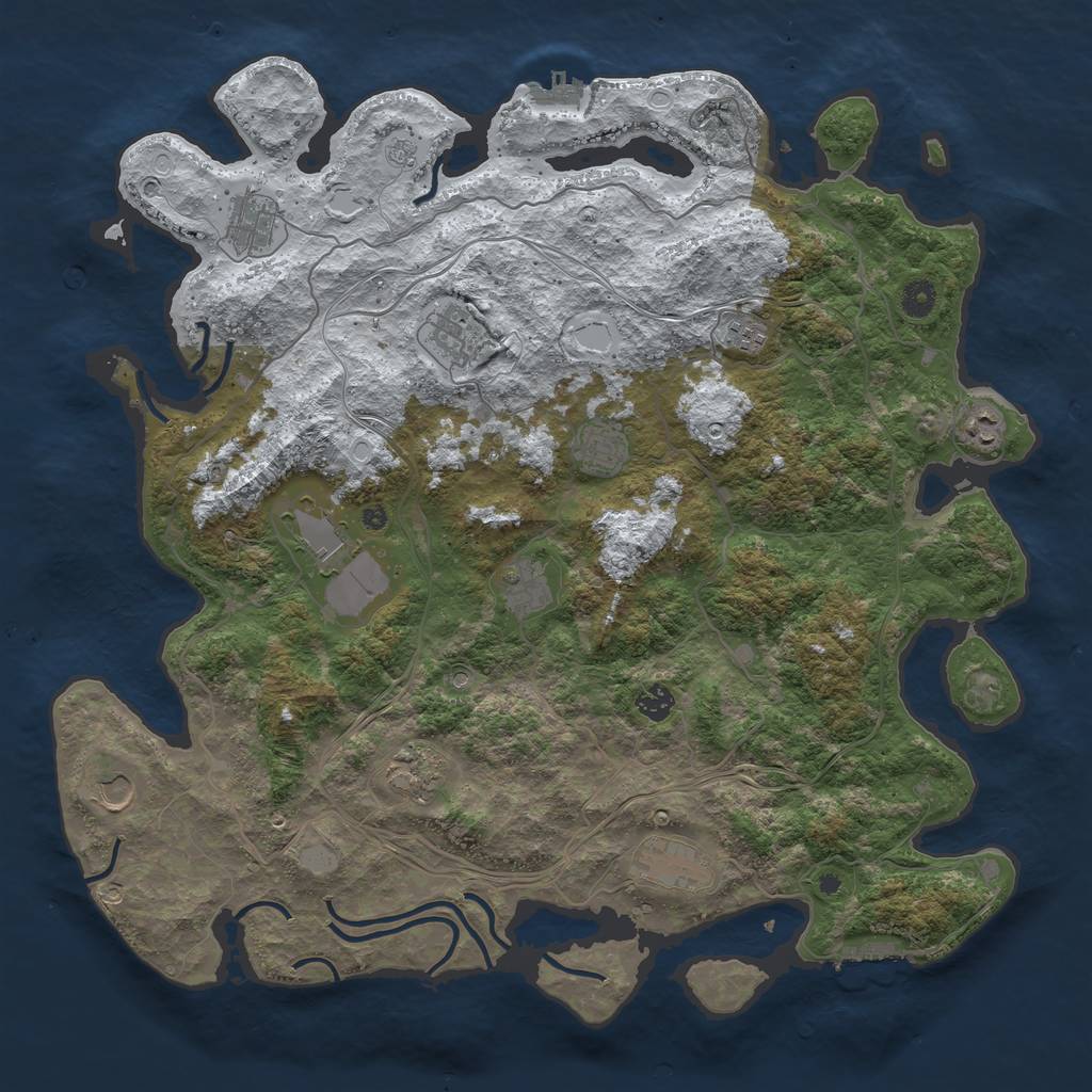 Rust Map: Procedural Map, Size: 4500, Seed: 1317558, 20 Monuments