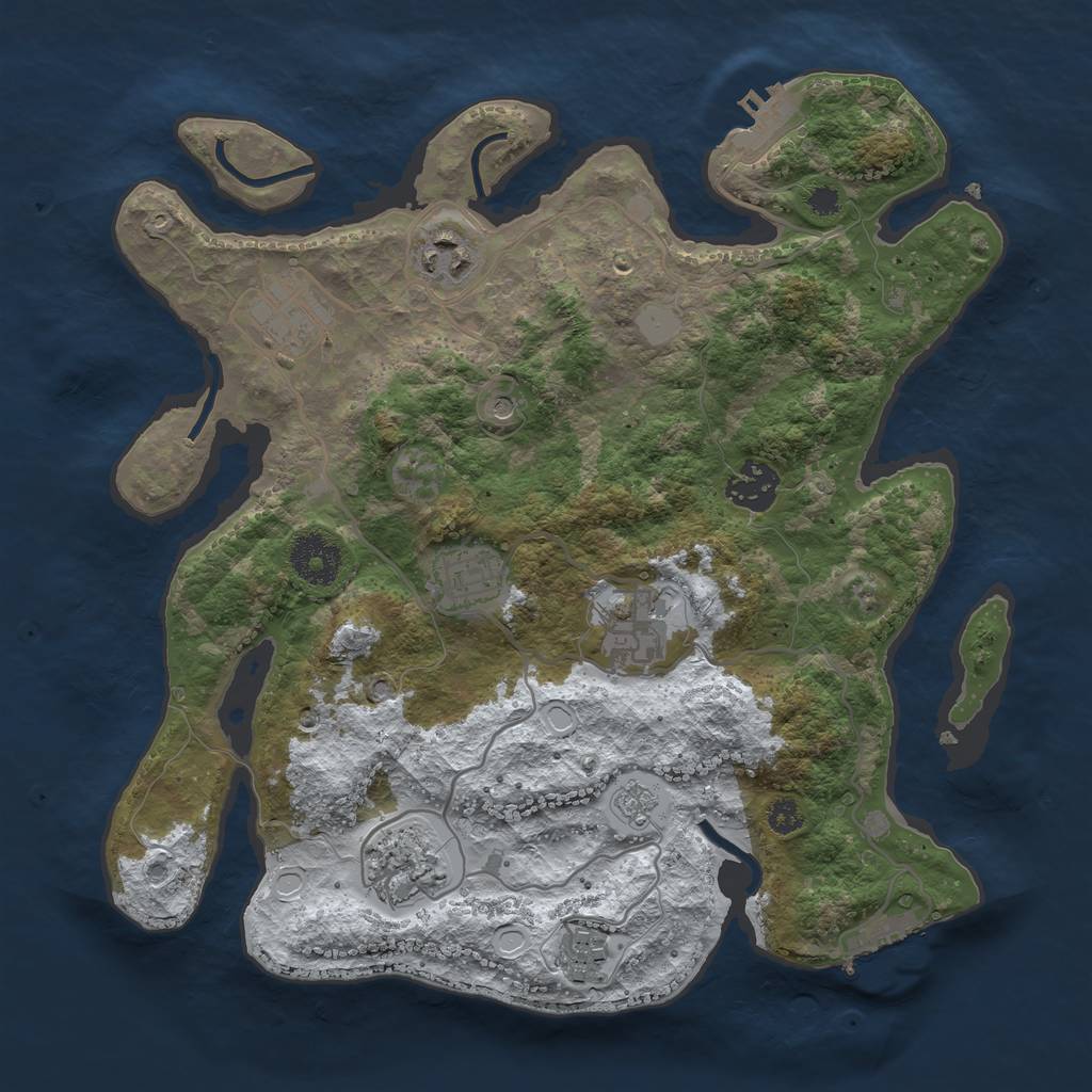 Rust Map: Procedural Map, Size: 3200, Seed: 1632463, 16 Monuments