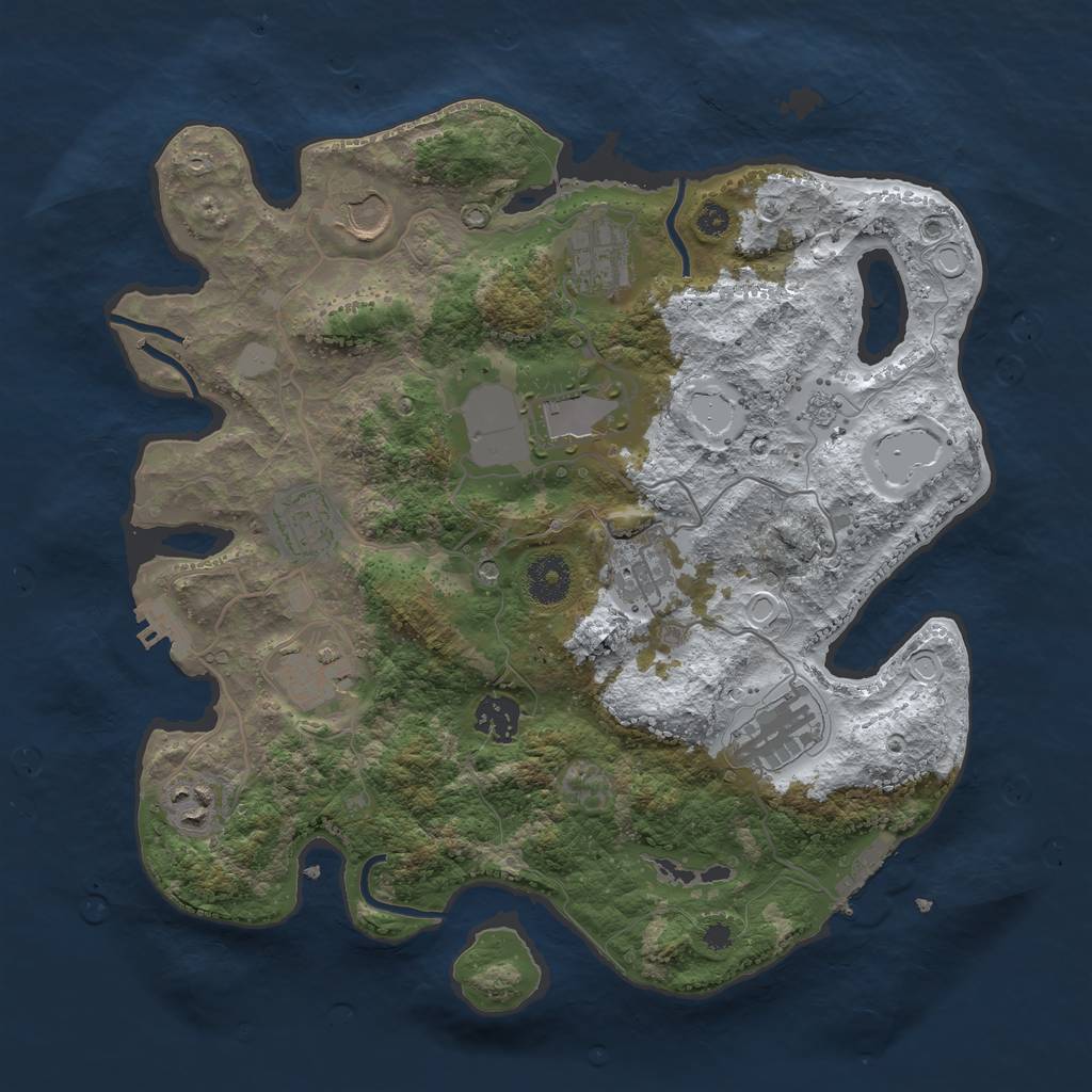 Rust Map: Procedural Map, Size: 3500, Seed: 420018969, 18 Monuments