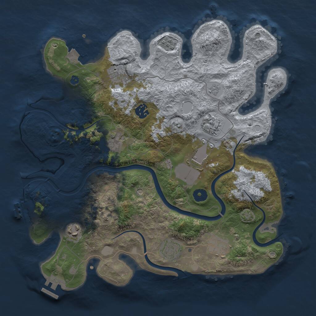Rust Map: Procedural Map, Size: 3500, Seed: 1353143434, 15 Monuments