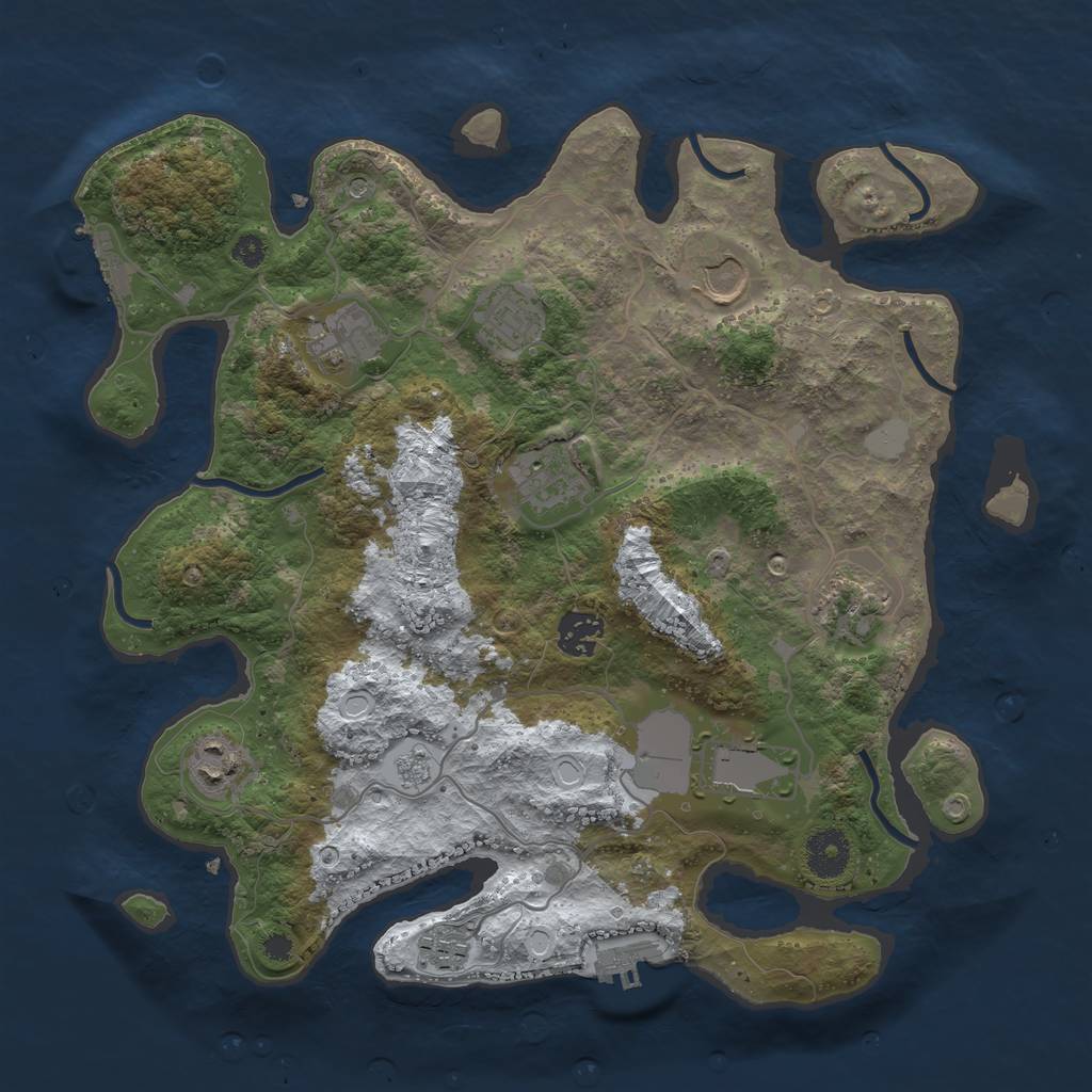 Rust Map: Procedural Map, Size: 3500, Seed: 1183284776, 18 Monuments