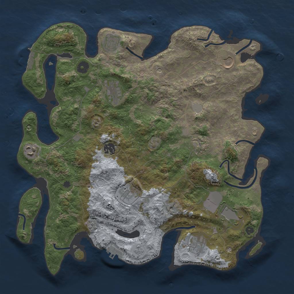 Rust Map: Procedural Map, Size: 3750, Seed: 991167198, 19 Monuments