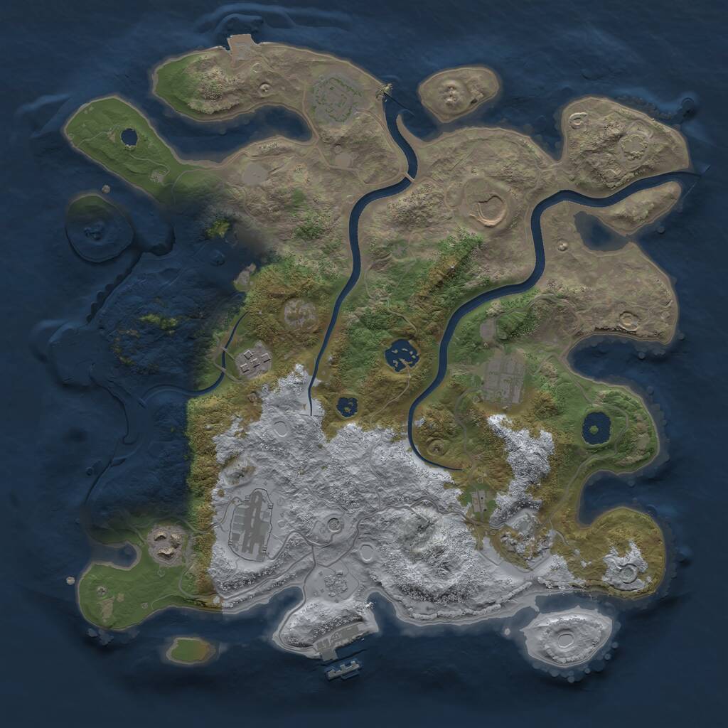 Rust Map: Procedural Map, Size: 3500, Seed: 1052202318, 15 Monuments