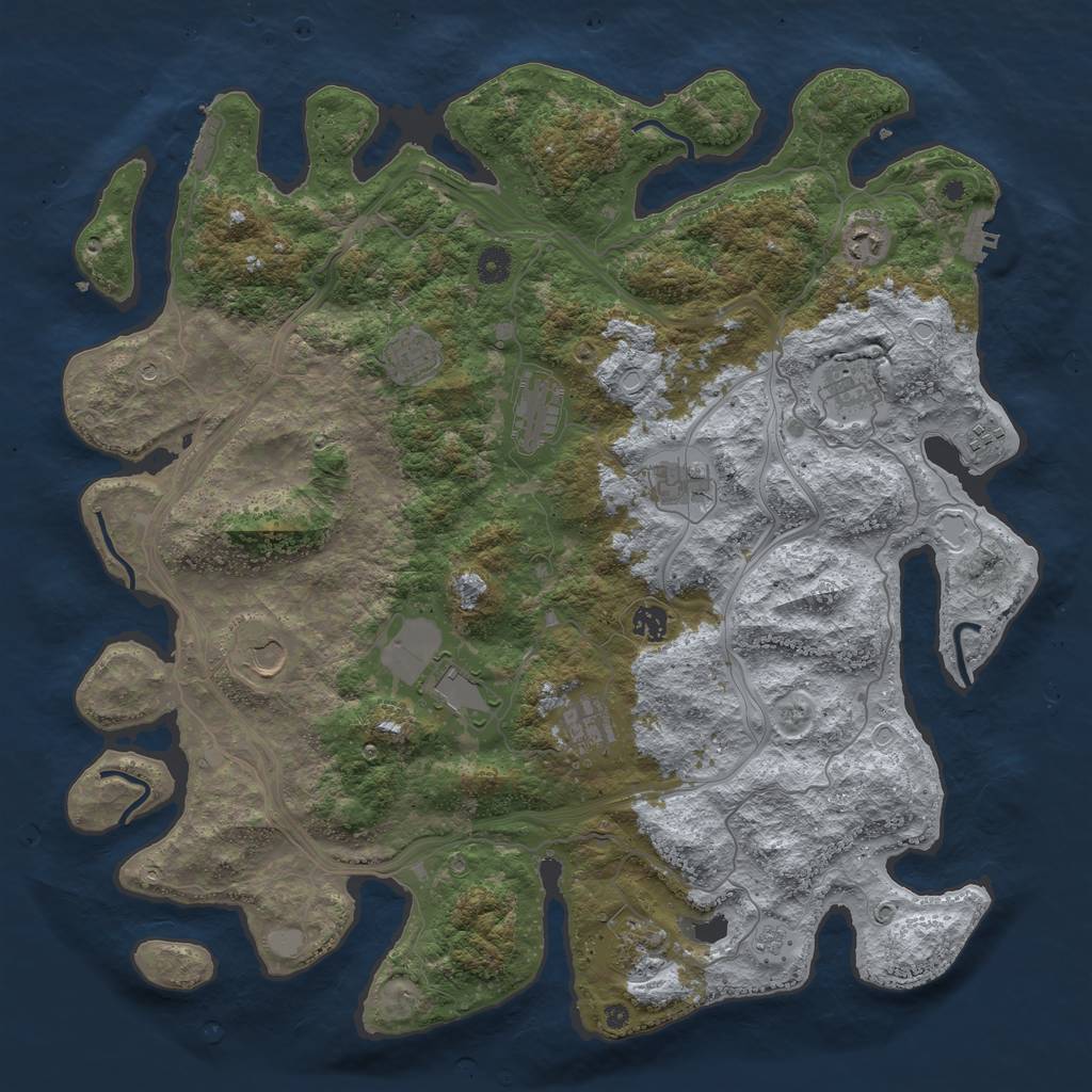 Rust Map: Procedural Map, Size: 4500, Seed: 1316, 20 Monuments