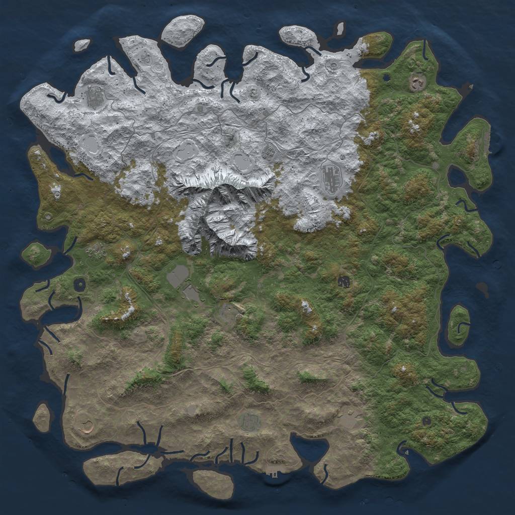 Rust Map: Procedural Map, Size: 6000, Seed: 447280527, 20 Monuments