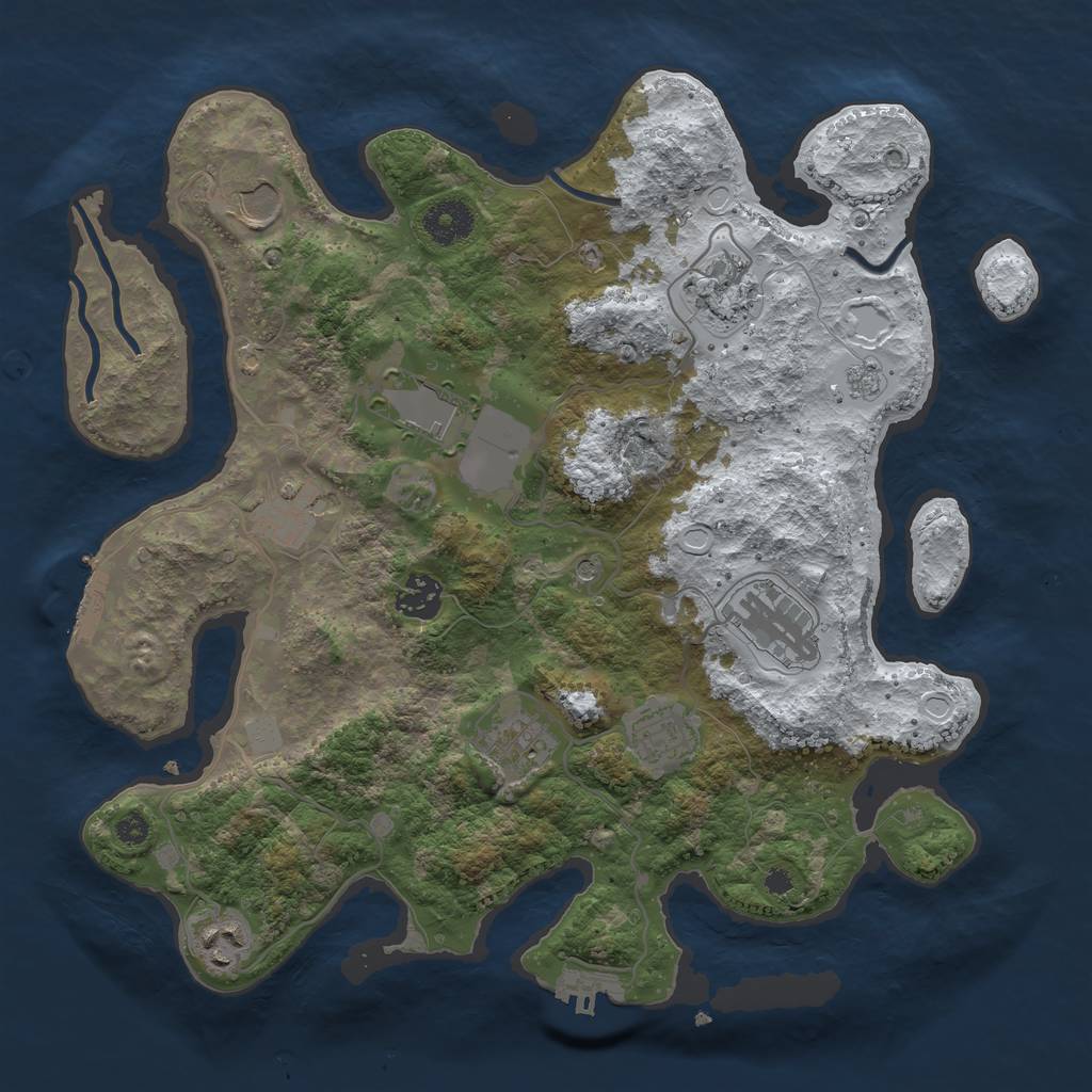 Rust Map: Procedural Map, Size: 3500, Seed: 54455, 18 Monuments