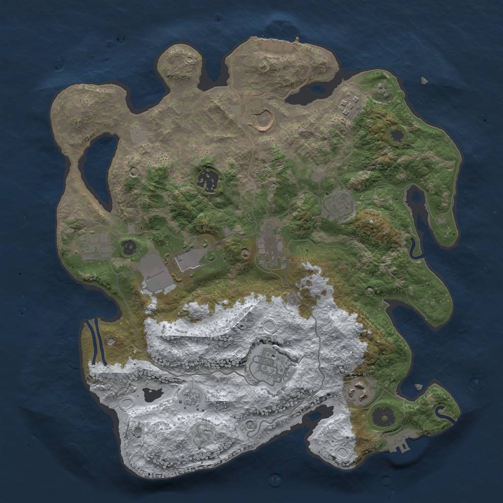 Rust Map: Procedural Map, Size: 3500, Seed: 1014314452, 18 Monuments