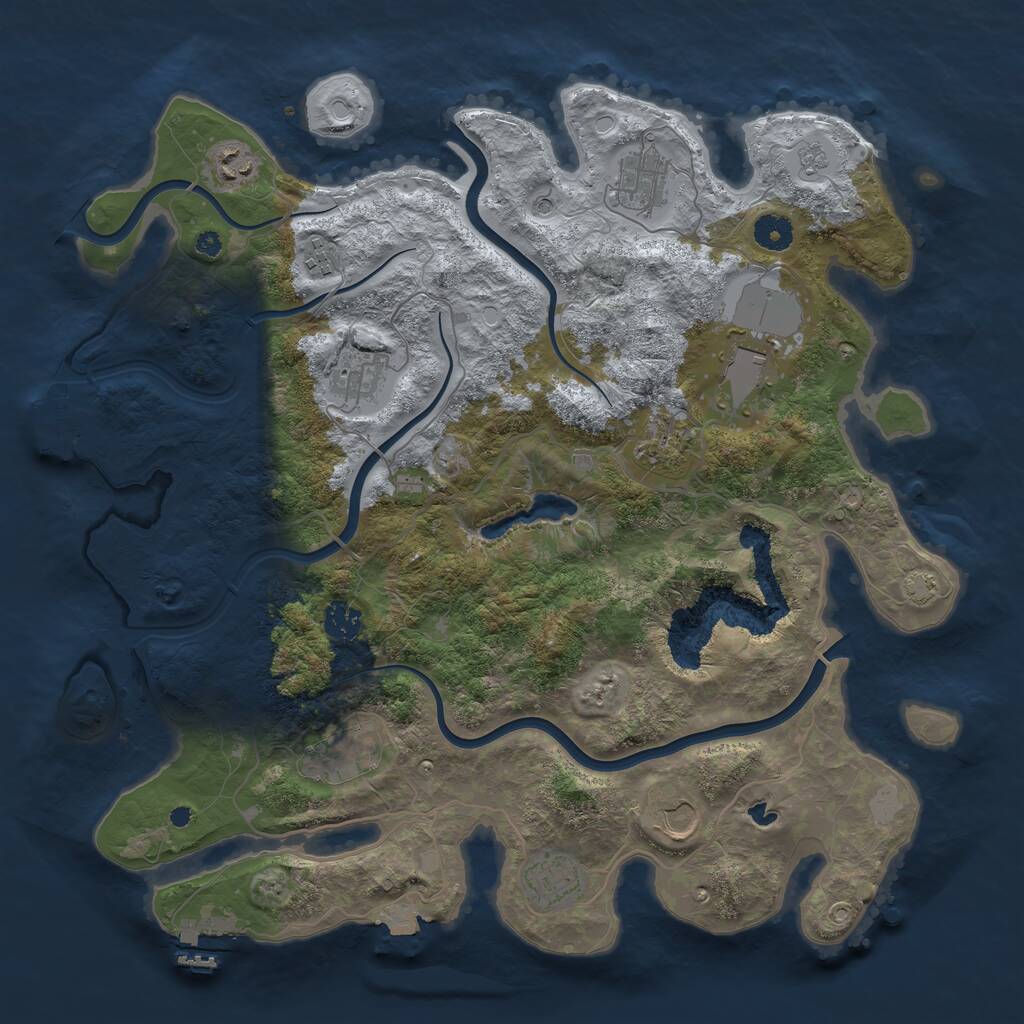 Rust Map: Procedural Map, Size: 4050, Seed: 1486492590, 16 Monuments