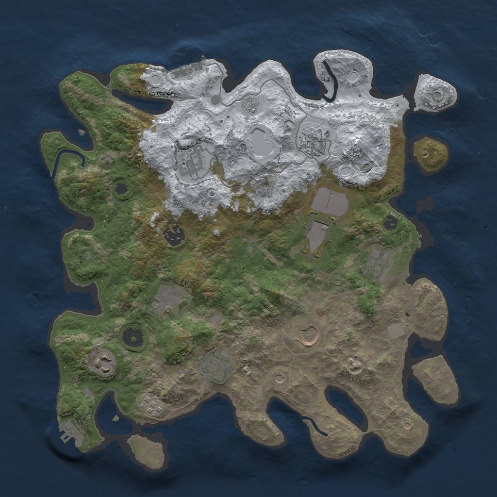 Rust Map: Procedural Map, Size: 3700, Seed: 1575323542, 19 Monuments