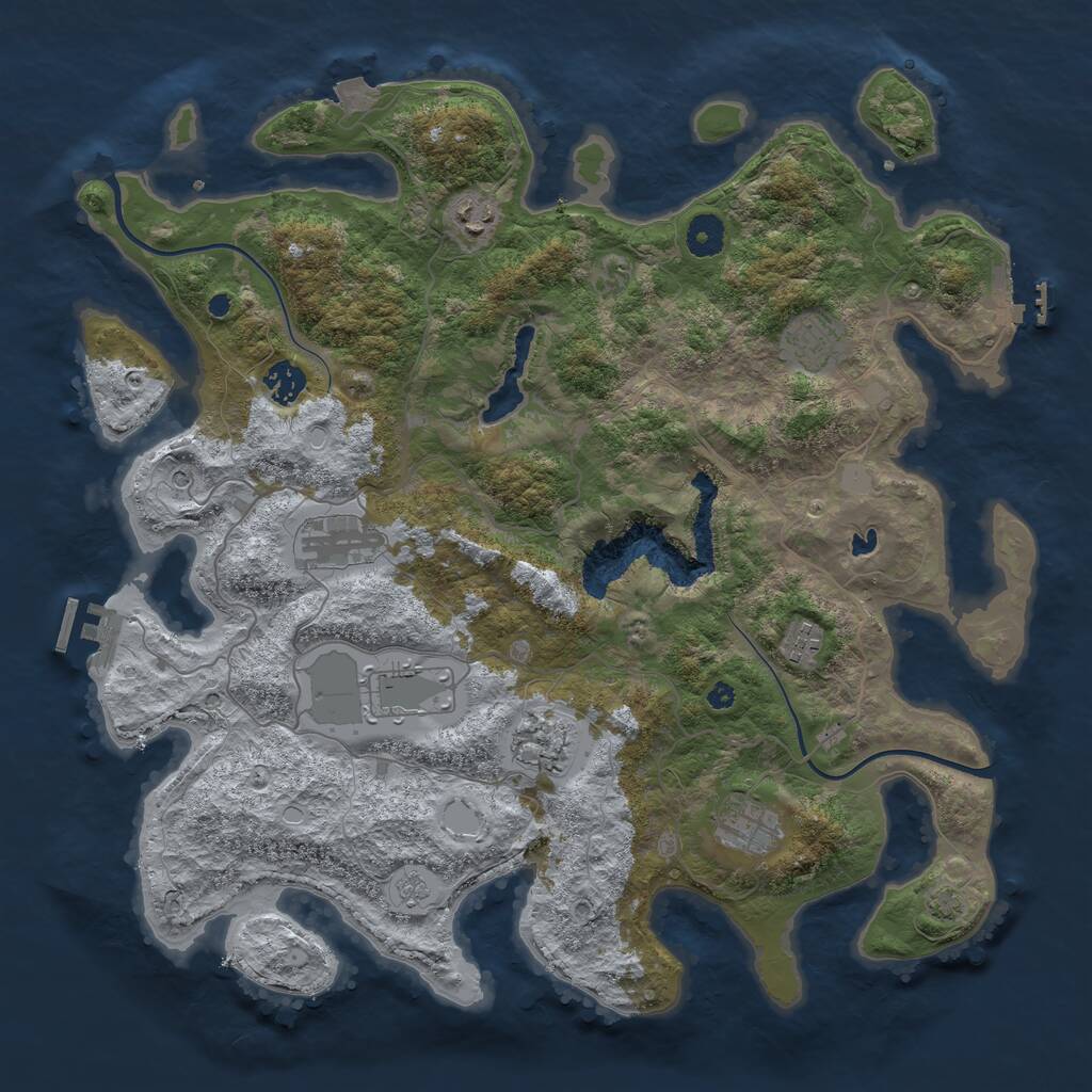 Rust Map: Procedural Map, Size: 4000, Seed: 895667727, 14 Monuments