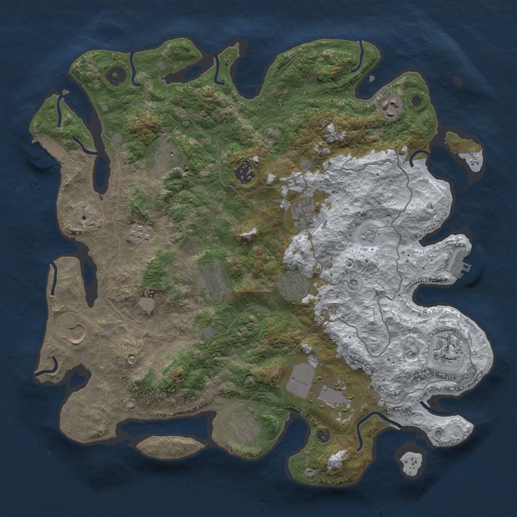 Rust Map: Procedural Map, Size: 4000, Seed: 34553, 20 Monuments