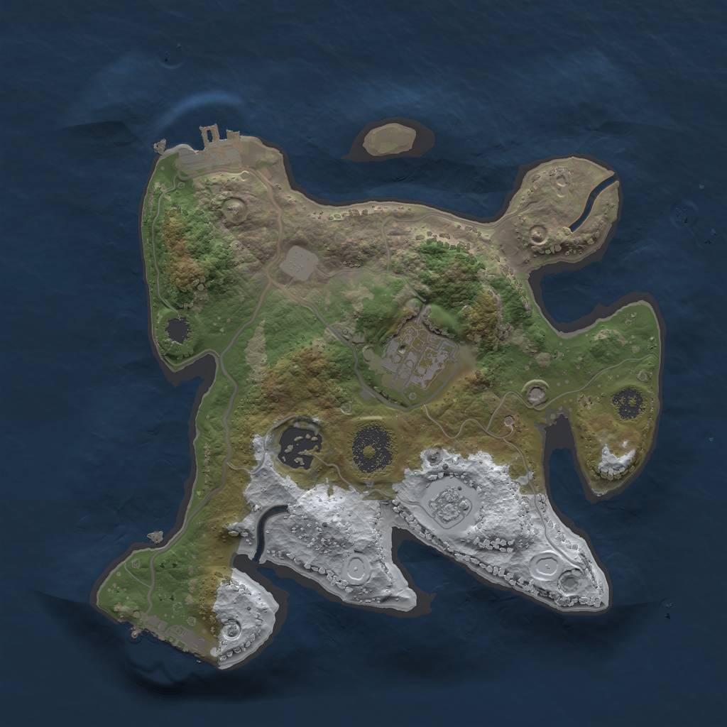 Rust Map: Procedural Map, Size: 2500, Seed: 28582358, 10 Monuments