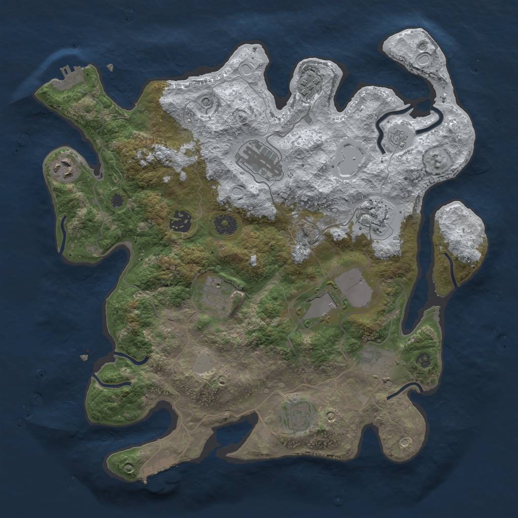 Rust Map: Procedural Map, Size: 3500, Seed: 1203210374, 18 Monuments