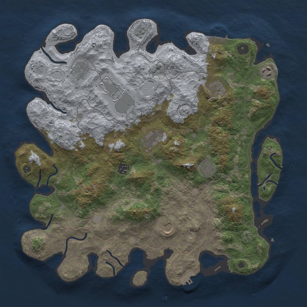Rust Map: Procedural Map, Size: 4100, Seed: 1076084273, 18 Monuments