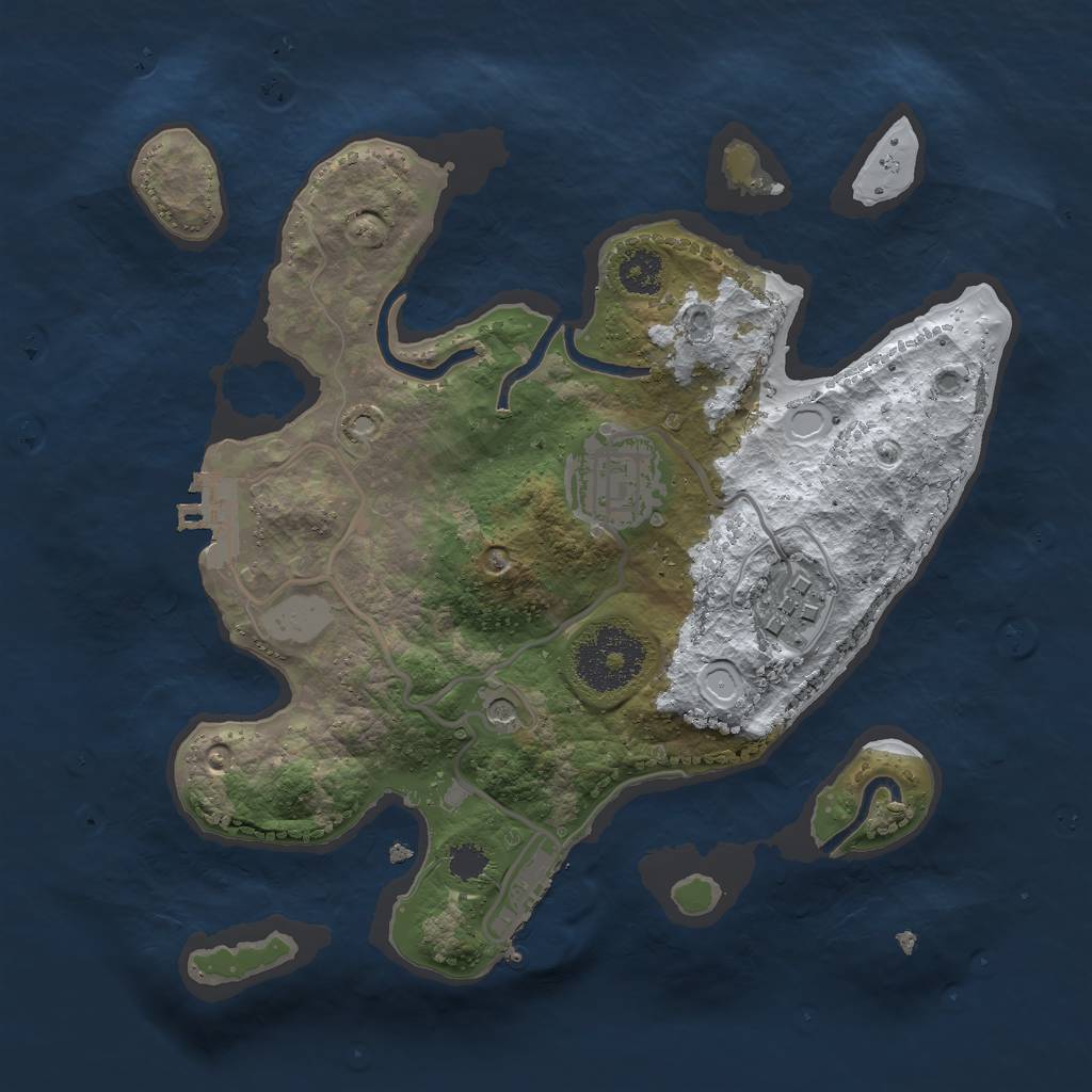 Rust Map: Procedural Map, Size: 2500, Seed: 1485077454, 10 Monuments