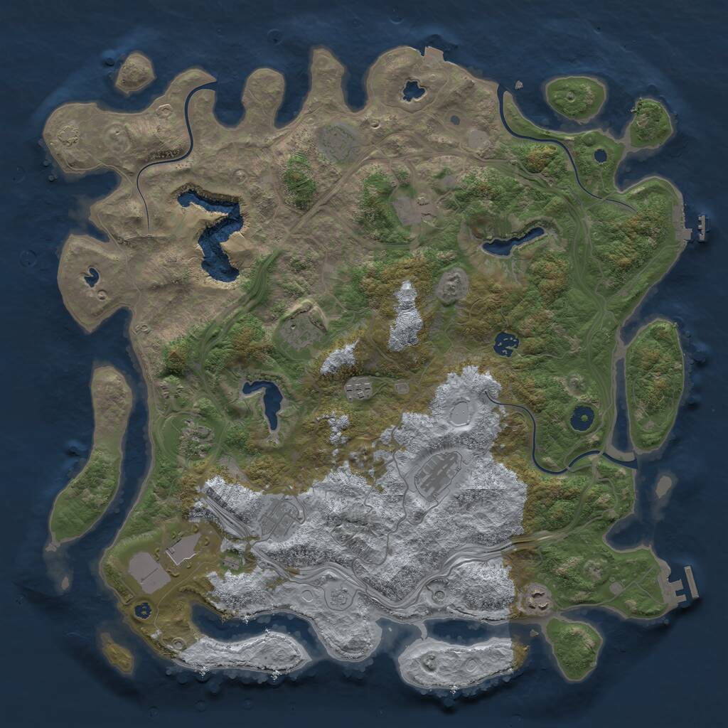 Rust Map: Procedural Map, Size: 4500, Seed: 2104370432, 16 Monuments