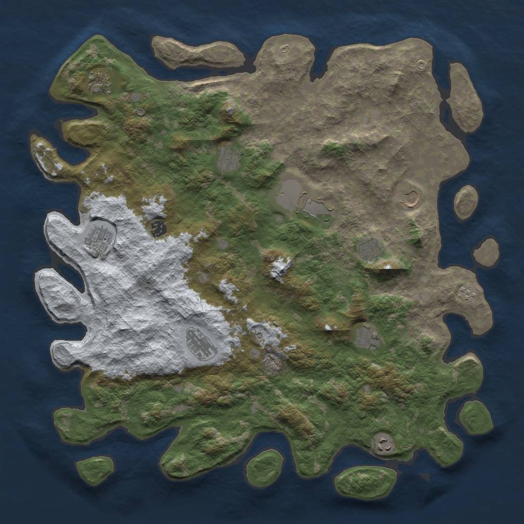 Rust Map: Barren, Size: 4800, Seed: 853882331, 14 Monuments