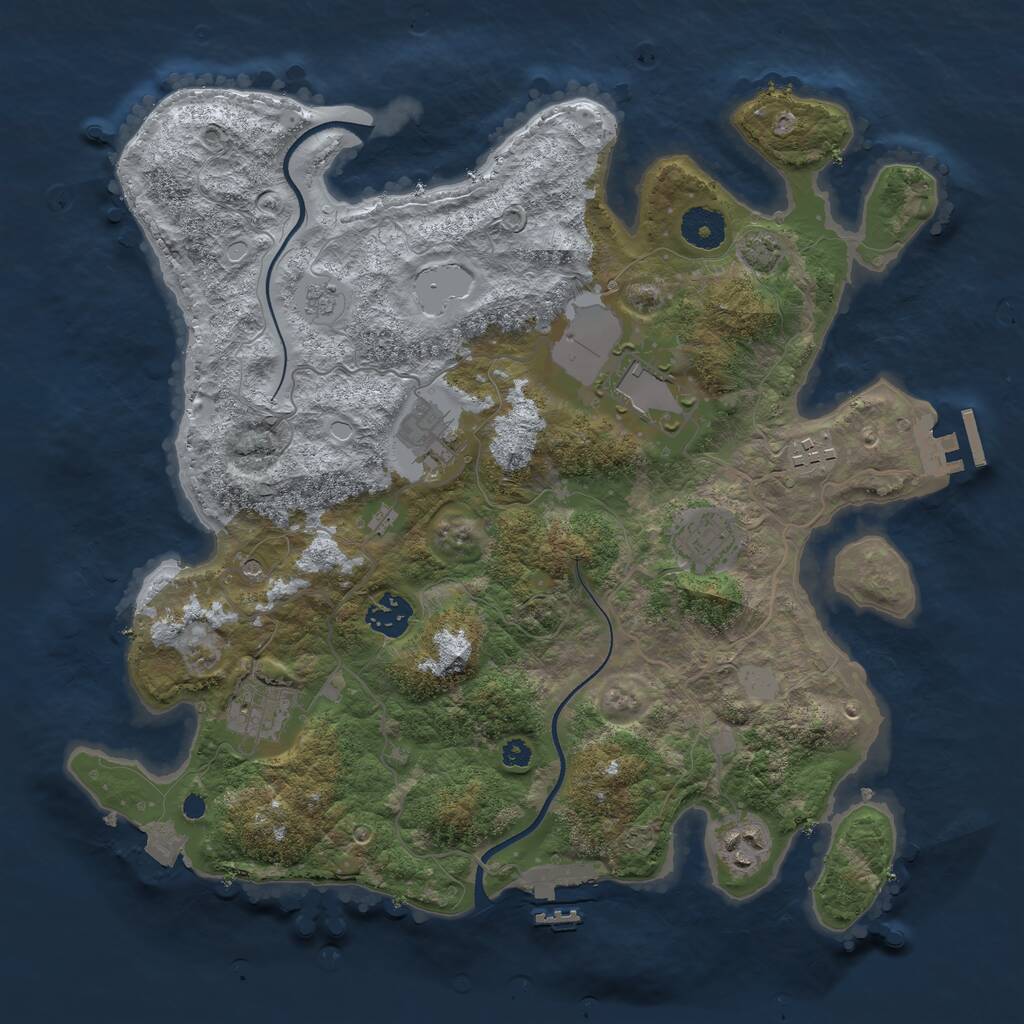 Rust Map: Procedural Map, Size: 3550, Seed: 112528450, 13 Monuments