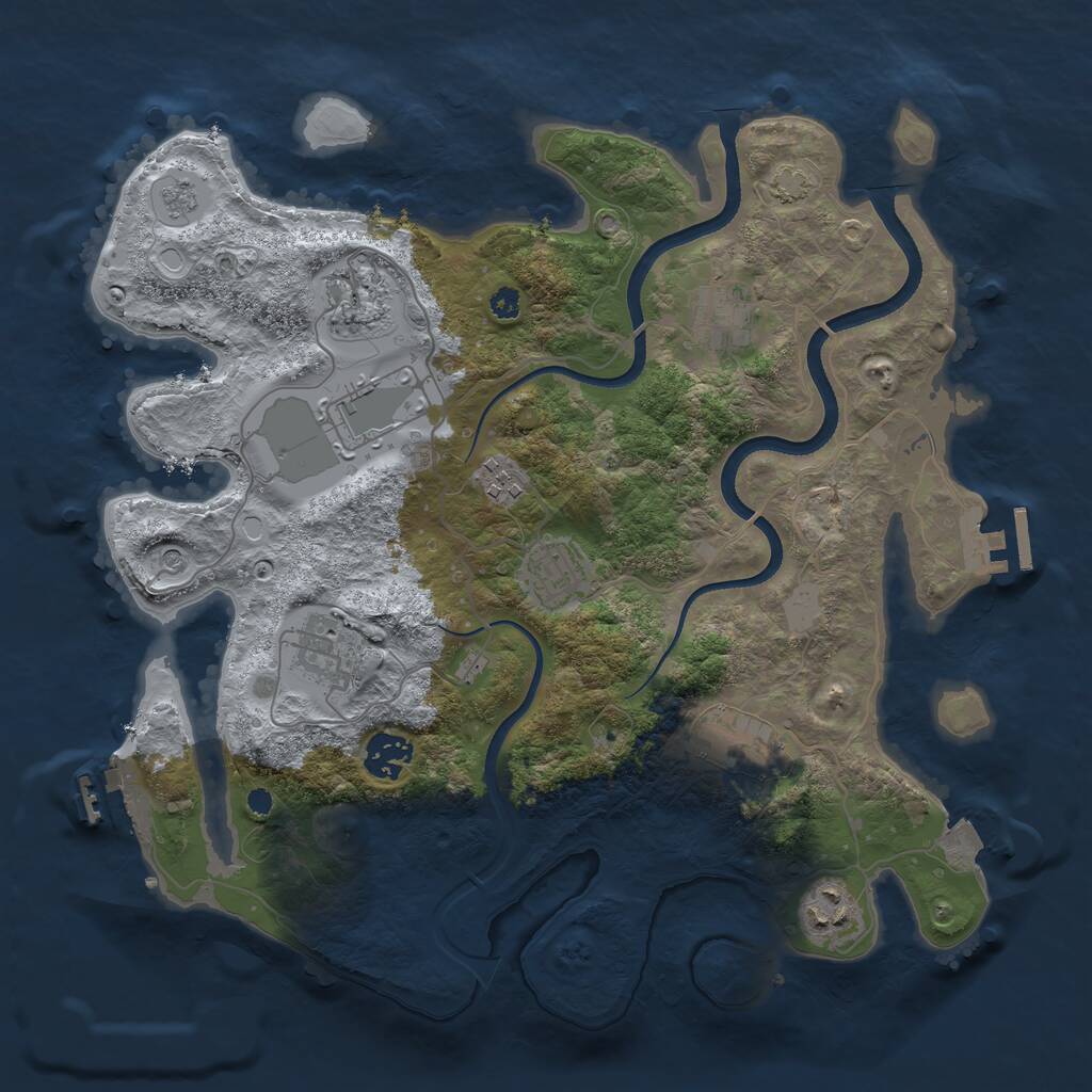 Rust Map: Procedural Map, Size: 3500, Seed: 22277788, 15 Monuments