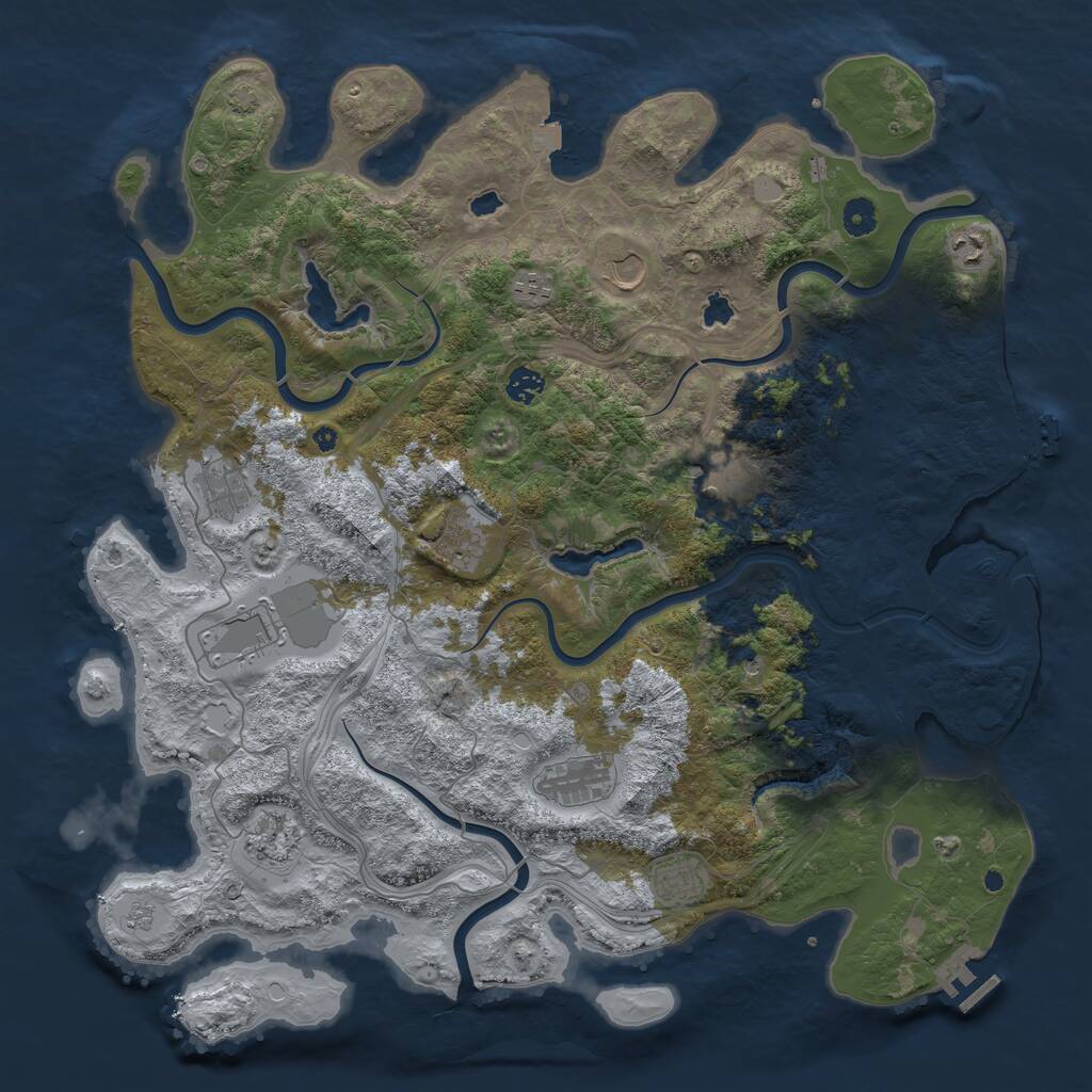 Rust Map: Procedural Map, Size: 4500, Seed: 2315355, 17 Monuments