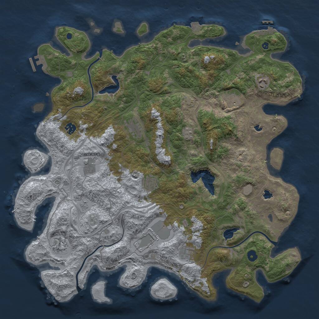 Rust Map: Procedural Map, Size: 4500, Seed: 616328008, 16 Monuments