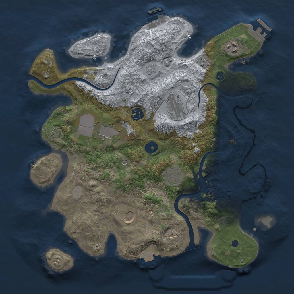 Rust Map: Procedural Map, Size: 3500, Seed: 84356428, 13 Monuments
