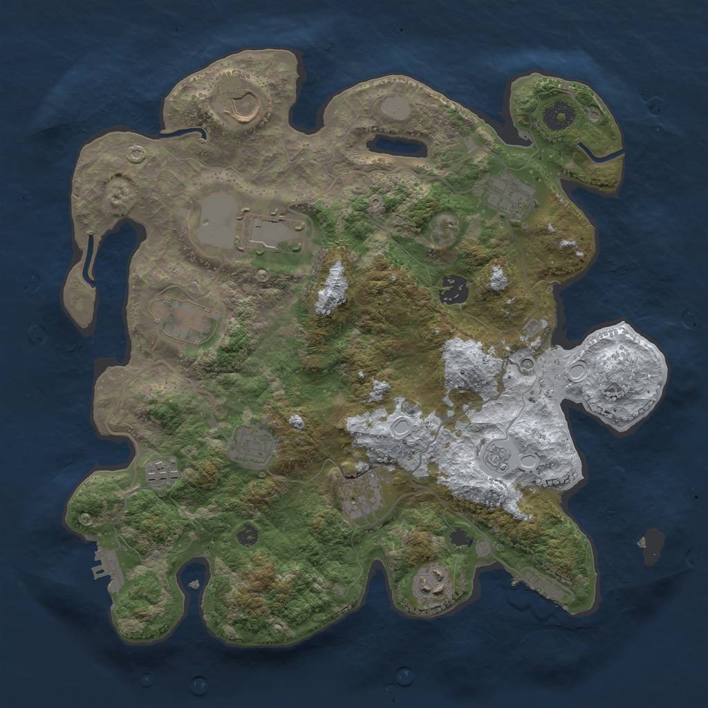 Rust Map: Procedural Map, Size: 3500, Seed: 8341040, 18 Monuments