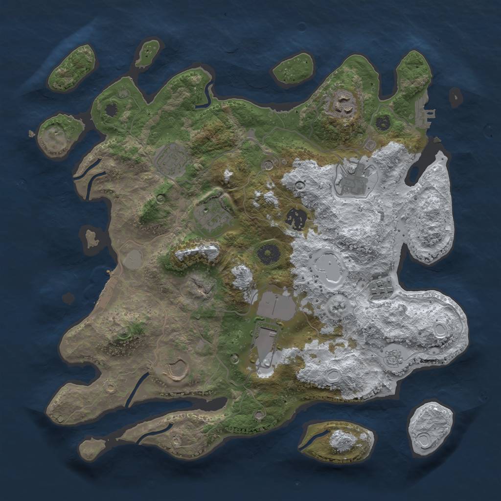 Rust Map: Procedural Map, Size: 3500, Seed: 679130435, 17 Monuments
