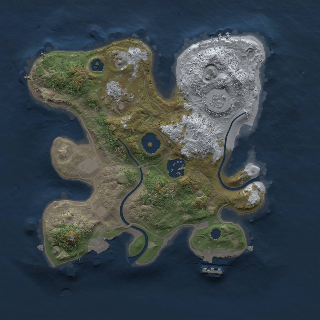 Rust Map: Procedural Map, Size: 2500, Seed: 55231, 5 Monuments