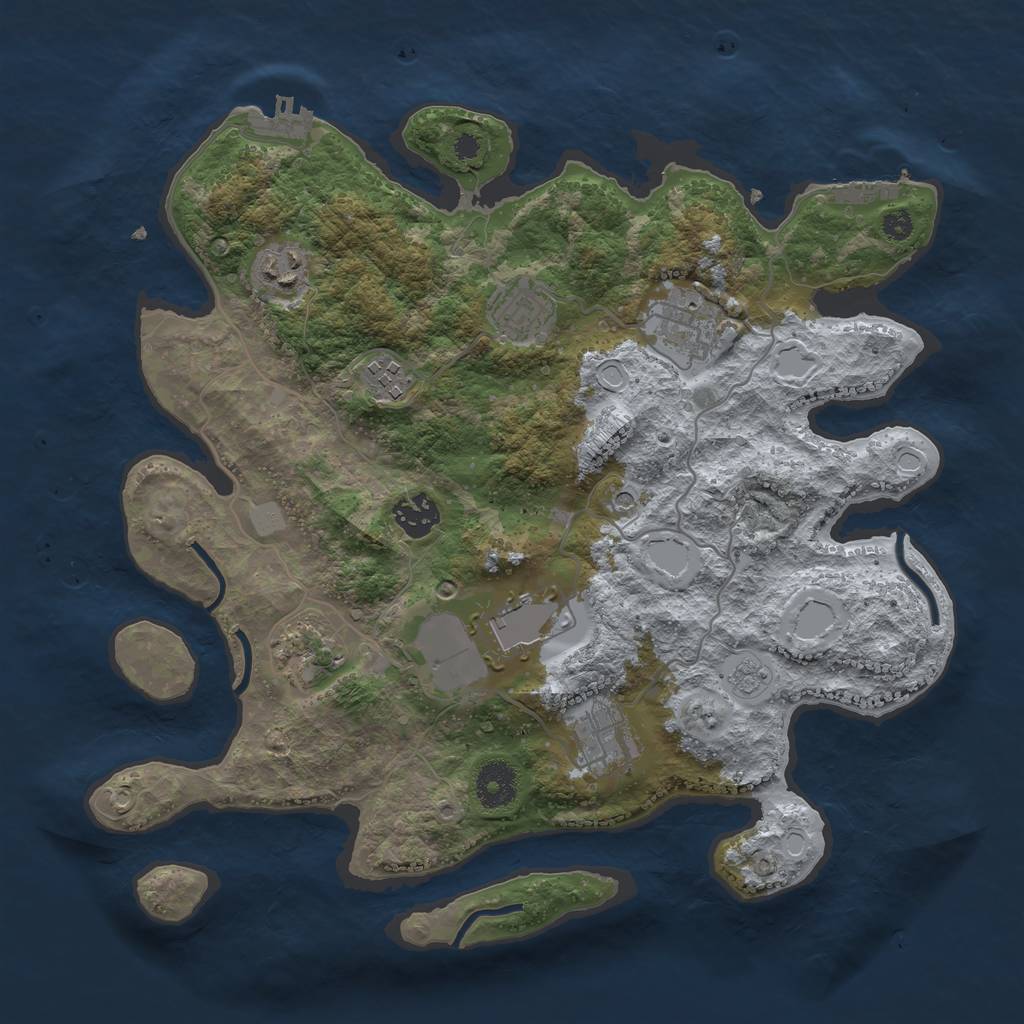 Rust Map: Procedural Map, Size: 3500, Seed: 6123123, 17 Monuments