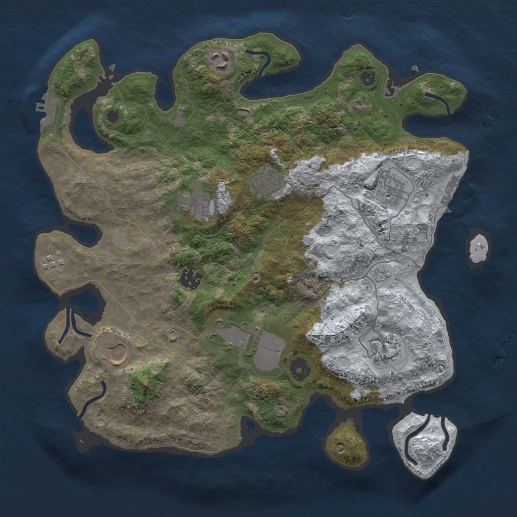 Rust Map: Procedural Map, Size: 3600, Seed: 3231, 18 Monuments
