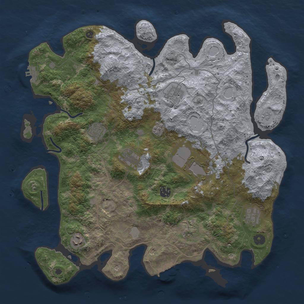 Rust Map: Procedural Map, Size: 4000, Seed: 883140428, 18 Monuments