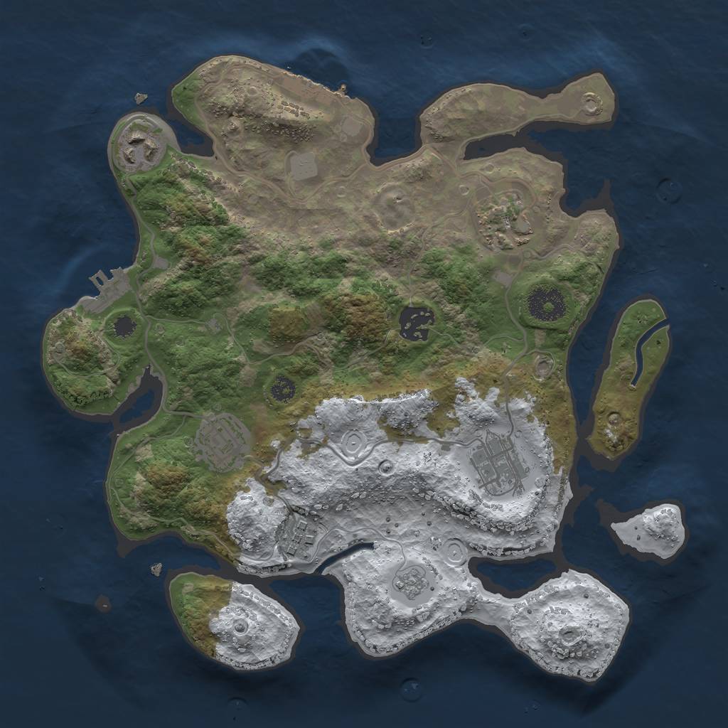 Rust Map: Procedural Map, Size: 3000, Seed: 4545, 14 Monuments