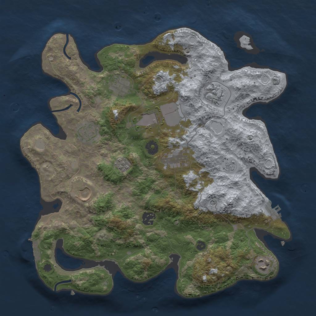 Rust Map: Procedural Map, Size: 3500, Seed: 6637954, 18 Monuments