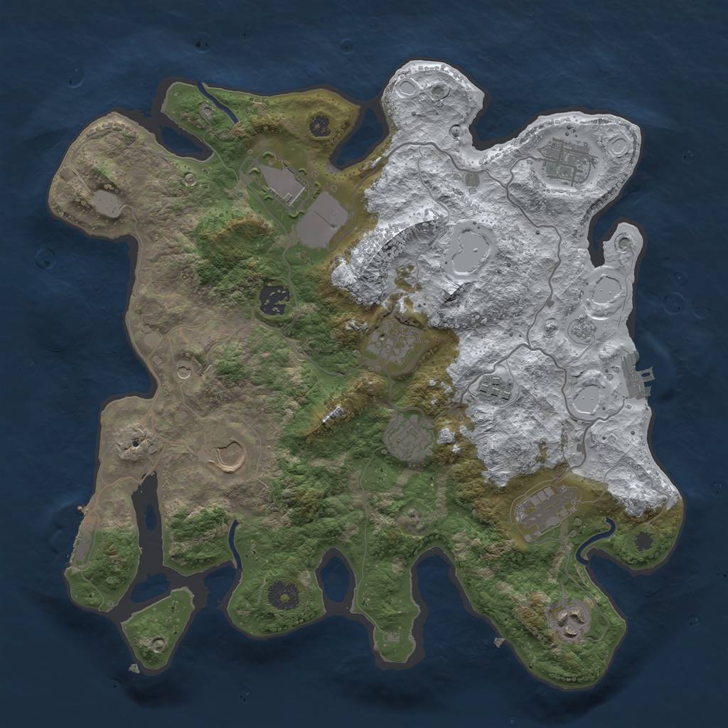 Rust Map: Procedural Map, Size: 3500, Seed: 126455, 18 Monuments