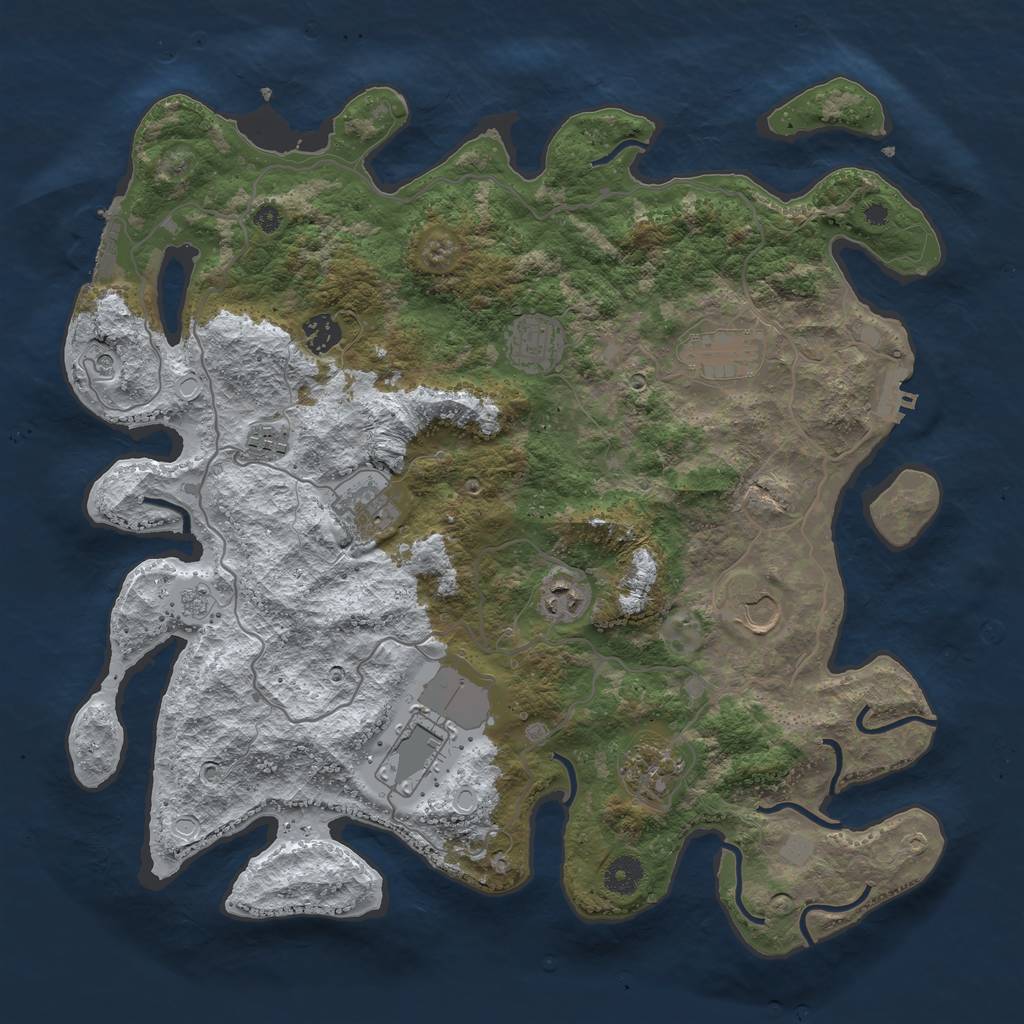 Rust Map: Procedural Map, Size: 4000, Seed: 46047, 18 Monuments