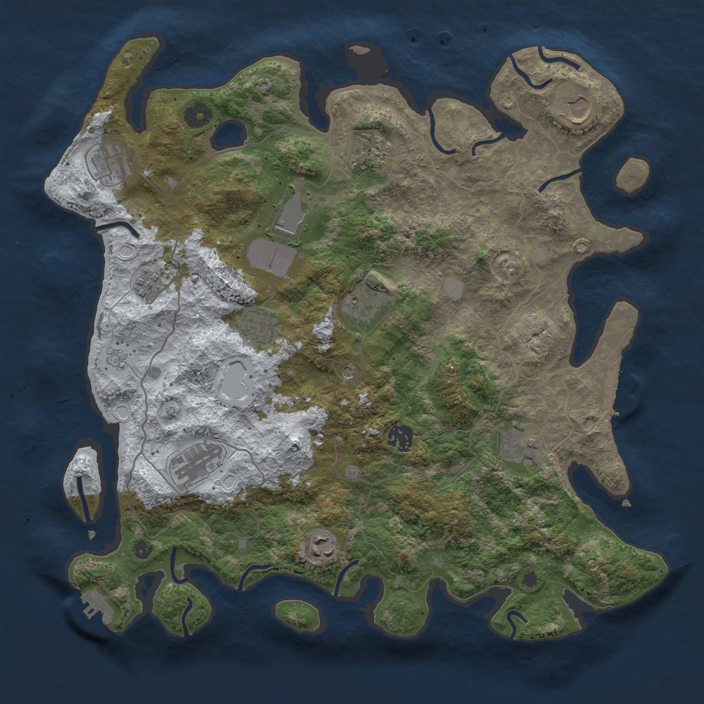 Rust Map: Procedural Map, Size: 4000, Seed: 1075519576, 20 Monuments