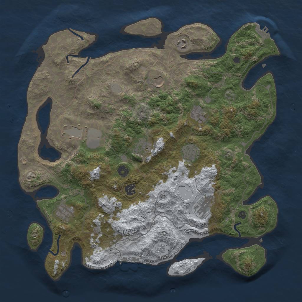 Rust Map: Procedural Map, Size: 4000, Seed: 46049, 18 Monuments