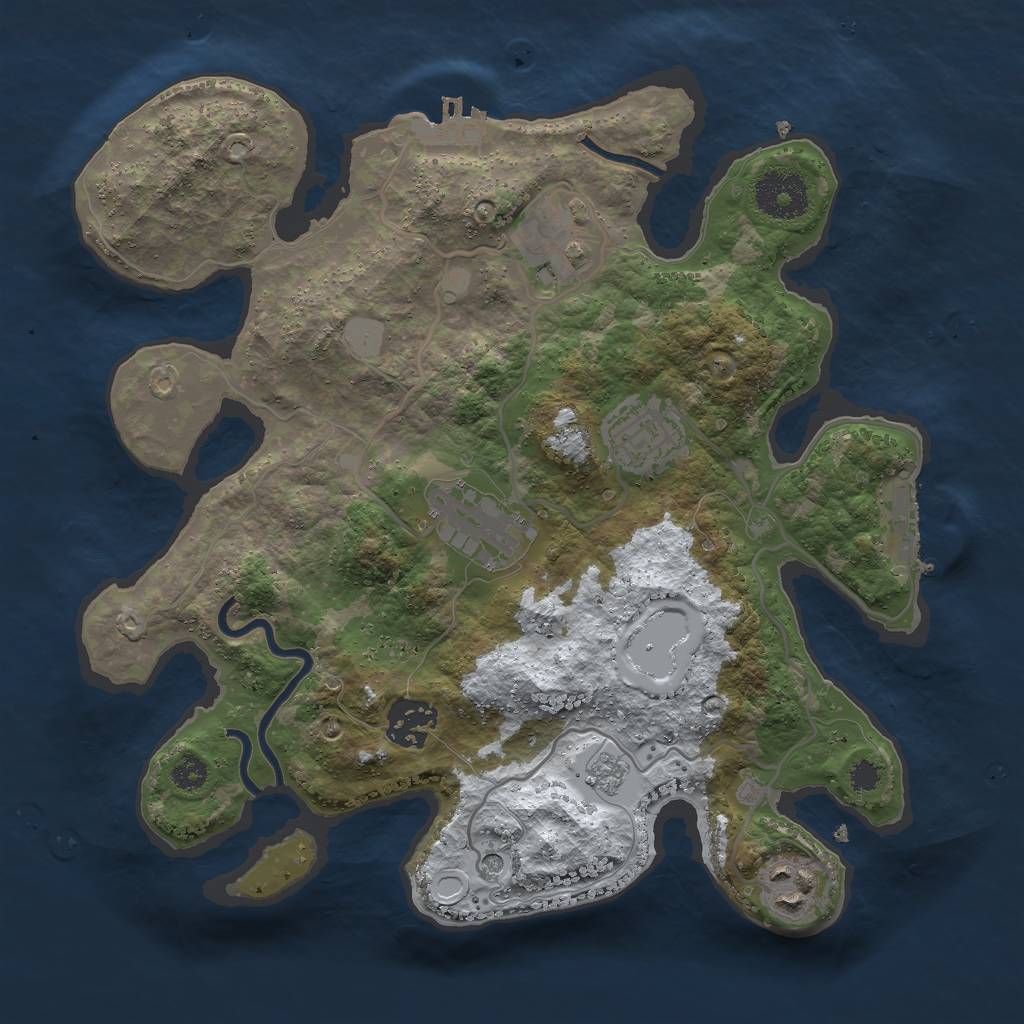 Rust Map: Procedural Map, Size: 3000, Seed: 342823, 14 Monuments