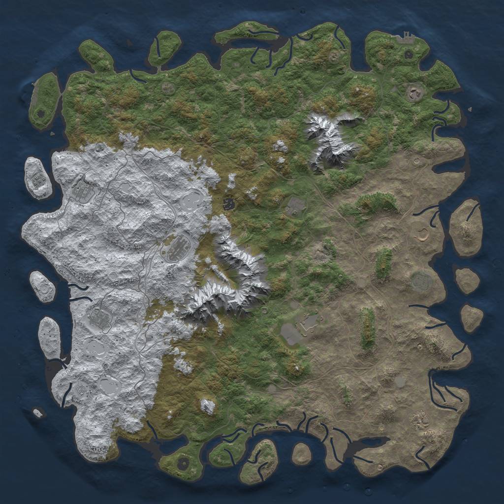 Rust Map: Procedural Map, Size: 6000, Seed: 39069243, 20 Monuments
