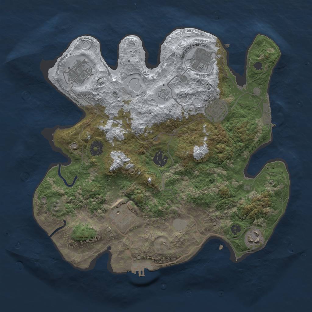 Rust Map: Procedural Map, Size: 3200, Seed: 85658, 14 Monuments