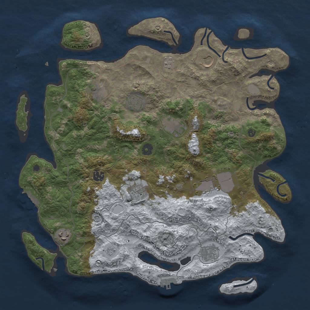 Rust Map: Procedural Map, Size: 4000, Seed: 92591, 19 Monuments
