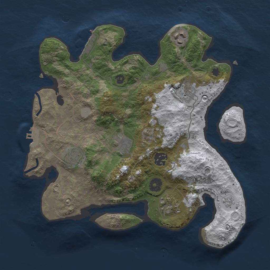 Rust Map: Procedural Map, Size: 3000, Seed: 34553, 14 Monuments