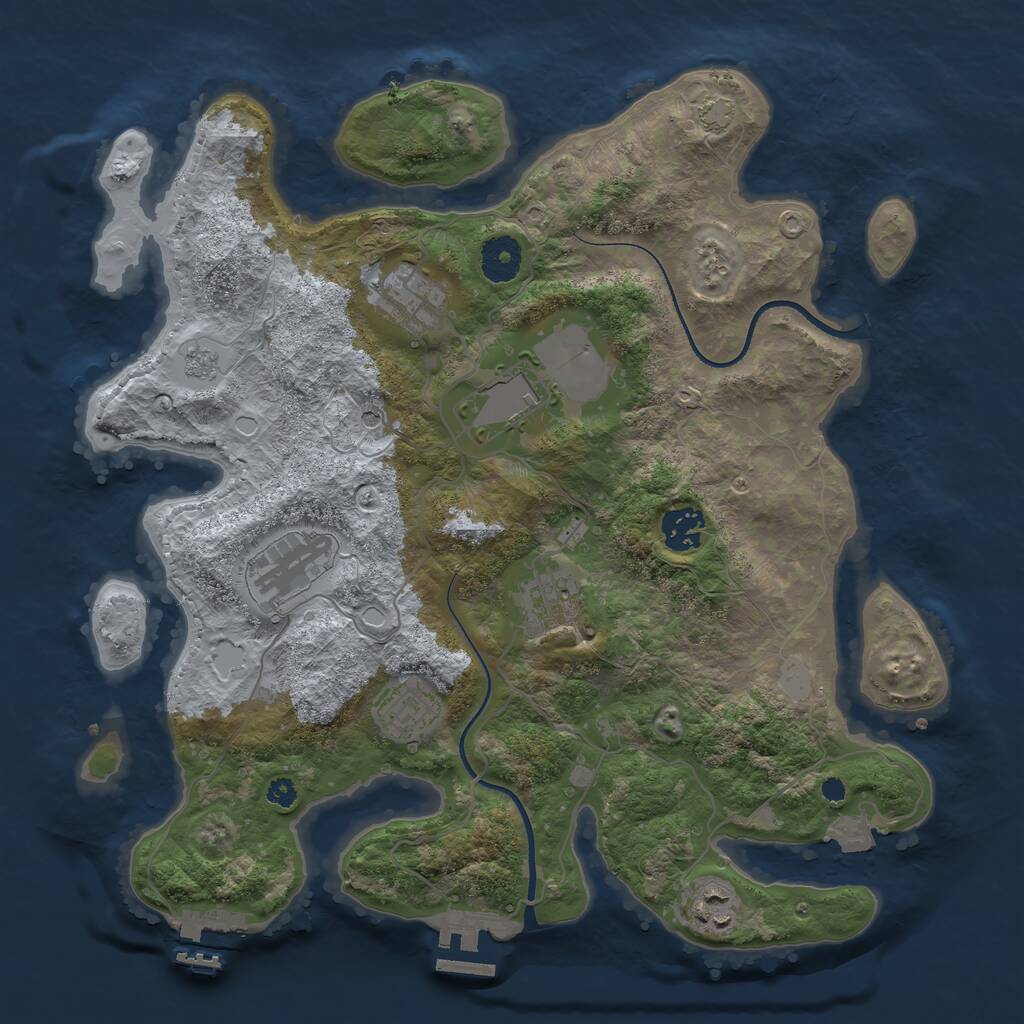 Rust Map: Procedural Map, Size: 3500, Seed: 9874326, 13 Monuments