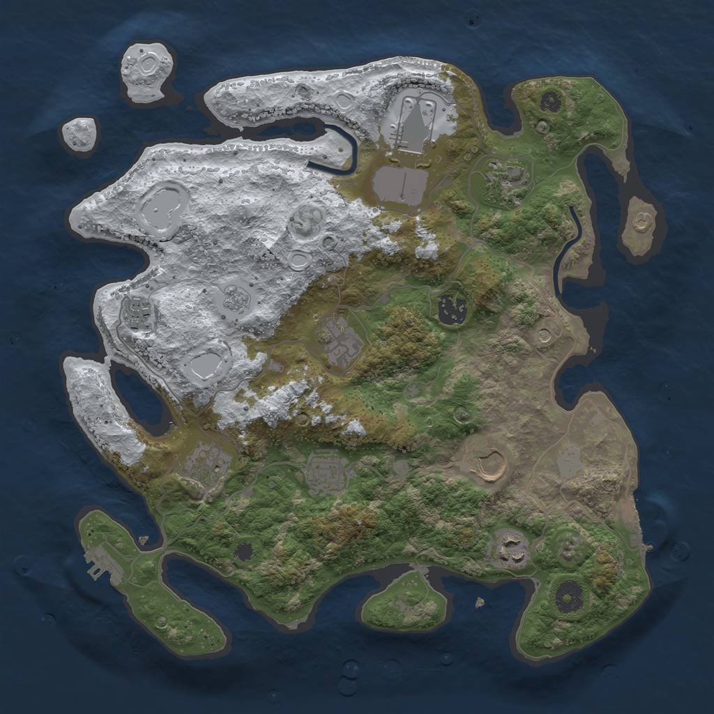 Rust Map: Procedural Map, Size: 3500, Seed: 158127, 18 Monuments