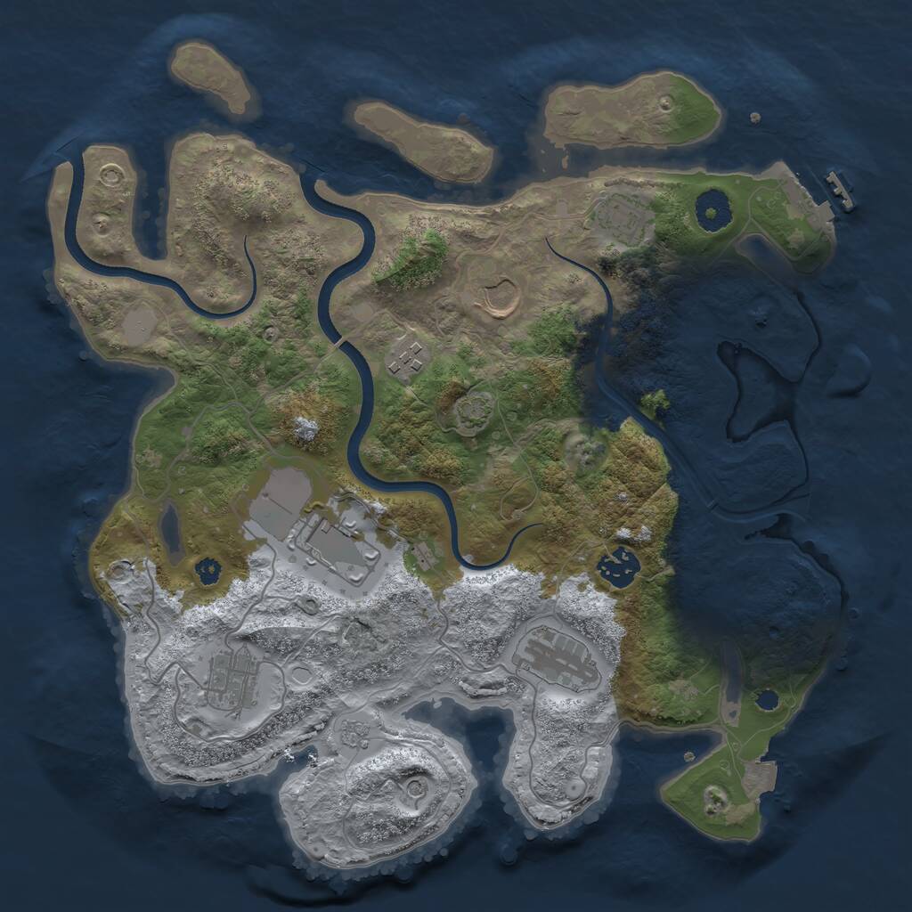 Rust Map: Procedural Map, Size: 3500, Seed: 88783, 12 Monuments