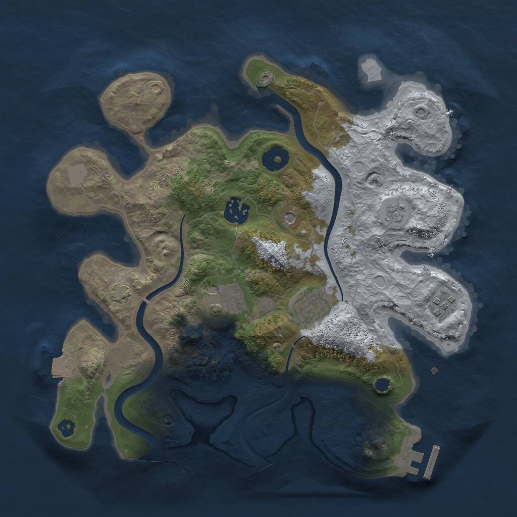 Rust Map: Procedural Map, Size: 3000, Seed: 74939, 9 Monuments