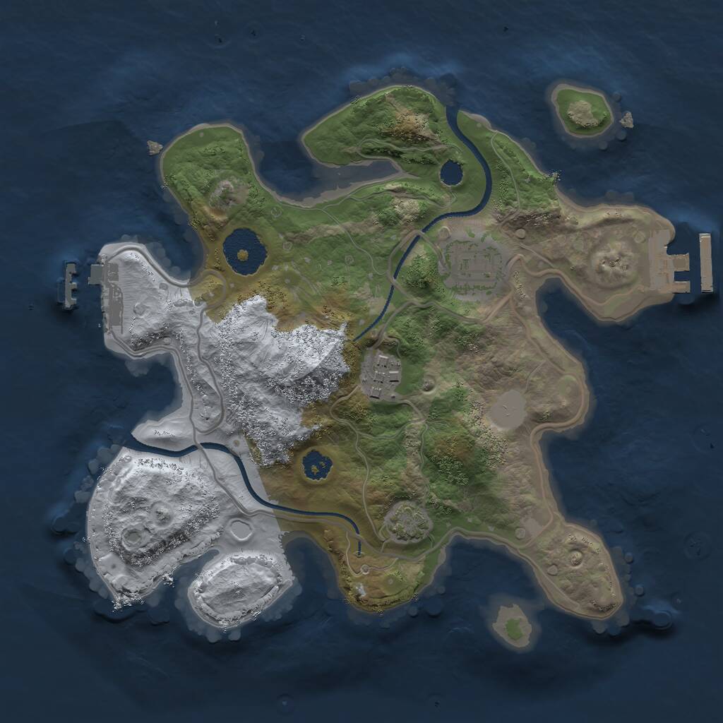 Rust Map: Procedural Map, Size: 2500, Seed: 56753, 6 Monuments