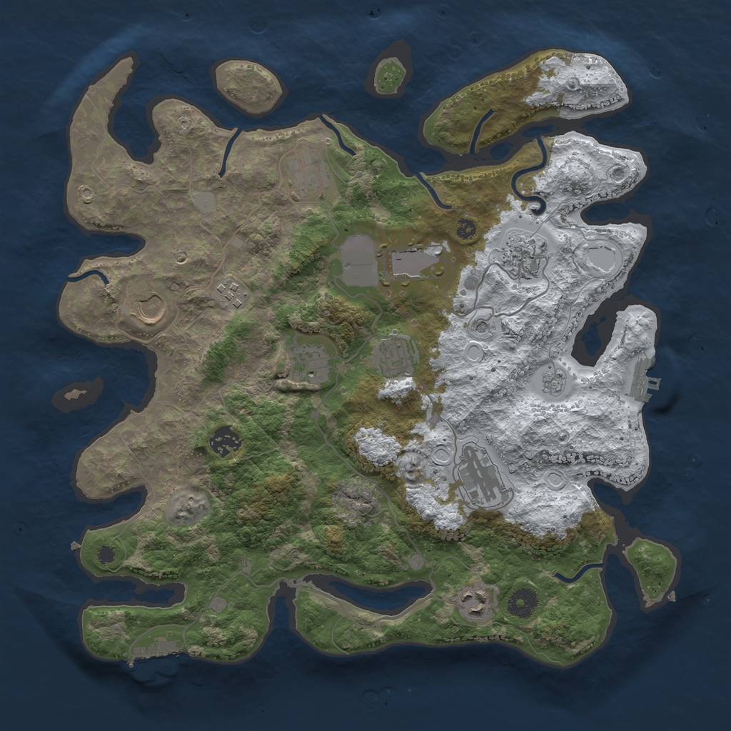 Rust Map: Procedural Map, Size: 3700, Seed: 554130962, 19 Monuments